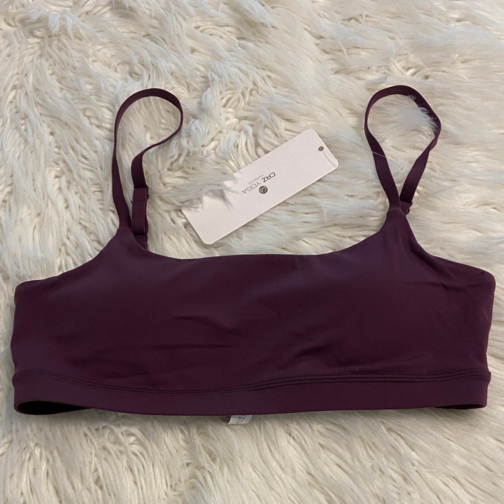 CRZ YOGA Women's Purple Bralette size M brand new adjustable stripe